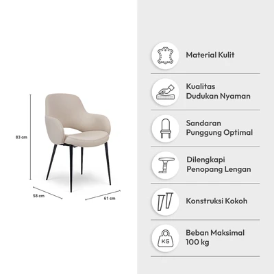 Gambar Informa Yura Kursi Makan Kulit - Krem