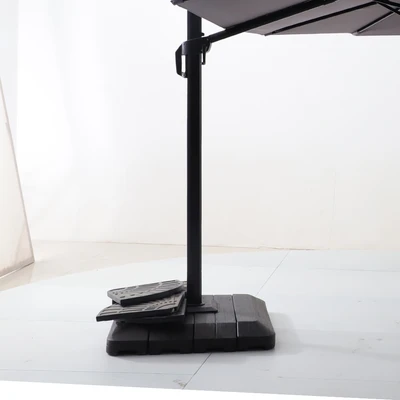 Gambar Roma Payung Taman Triple Dengan Lampu LED - Hitam