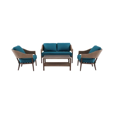 Gambar Leighton Set Sofa Teras Wicker - Biru