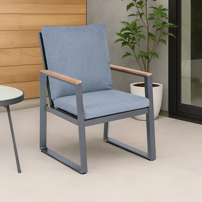 Gambar Sutton Kursi Makan Berlengan Outdoor Fabric - Abu-Abu