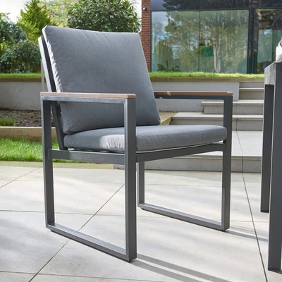 Gambar Sutton Kursi Makan Berlengan Outdoor Fabric - Abu-Abu