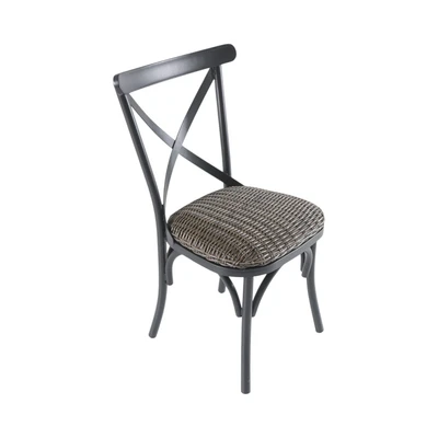 Gambar Chester Kursi Makan Outdoor Wicker Kayu - Abu-Abu