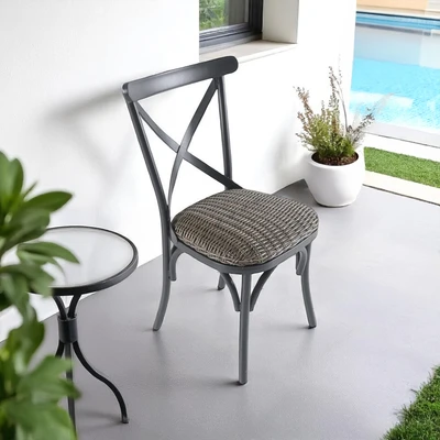 Gambar Chester Kursi Makan Outdoor Wicker Kayu - Abu-Abu