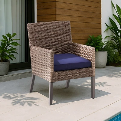 Gambar Fernlake Kursi Makan Outdoor Steel Wicker - Cokelat
