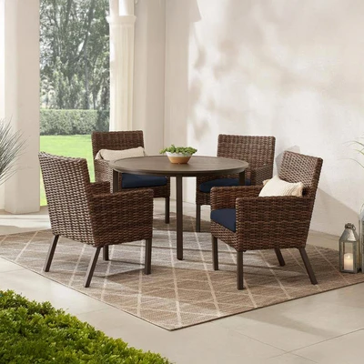 Gambar Fernlake Kursi Makan Outdoor Steel Wicker - Cokelat