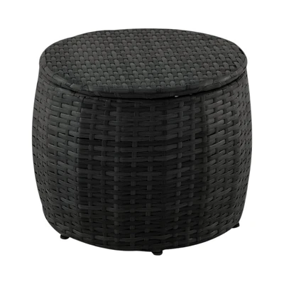 Gambar Bistro Set Kursi & Meja Teras Barrel Wicker - Hitam
