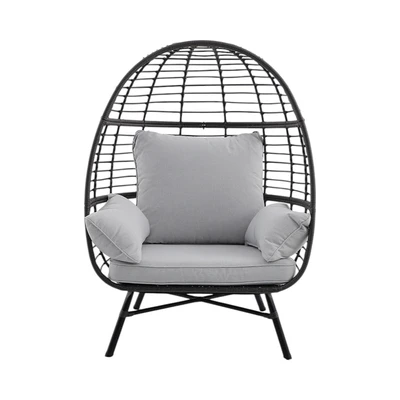 Gambar Dome Kursi Teras Egg Wicker Fabric - Hitam