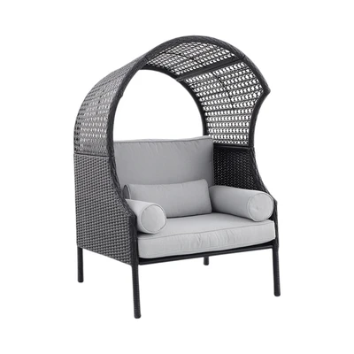 Gambar Richmont Kursi Teras Egg Wicker Fabric - Hitam