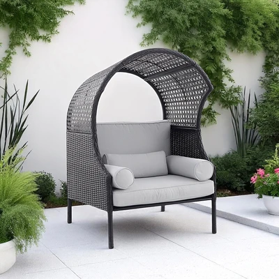 Gambar Richmont Kursi Teras Egg Wicker Fabric - Hitam