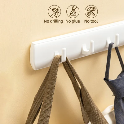 Gambar Stora Gantungan Pakaian Dinding Removable 5 Kait - Putih