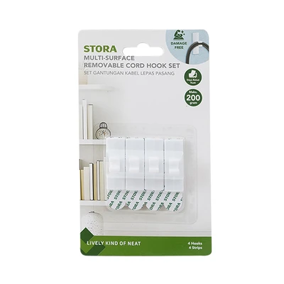Gambar Stora Gantungan Kabel Removable 10 mm Set 4 pcs - Putih