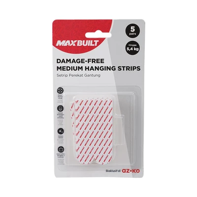 Gambar Maxbuilt Set 5 Pairs Setrip Perekat Gantung Medium - Putih