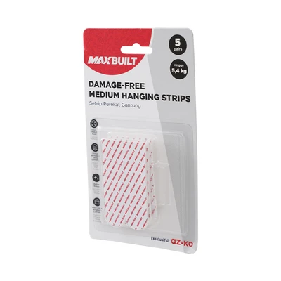 Gambar Maxbuilt Set 5 Pairs Setrip Perekat Gantung Medium - Putih
