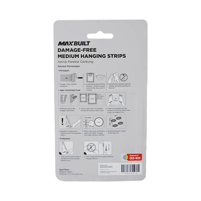 Gambar Maxbuilt Set 5 Pairs Setrip Perekat Gantung Medium - Putih
