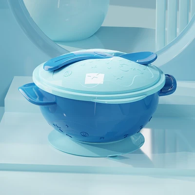 Gambar Little Giggles Sinya Mangkuk Makan Anak Dengan Suction Base - Biru