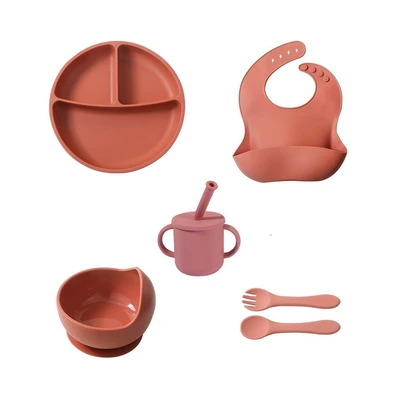 Gambar Little Giggles Sinya Set 5 Pcs Perlengkapan Makan Anak Silikon - Merah
