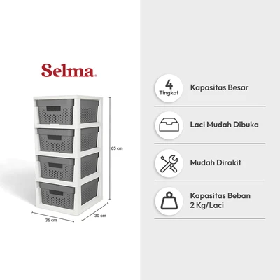 Gambar Selma Talina Laci Penyimpanan 4 Tingkat - Abu-Abu/Putih