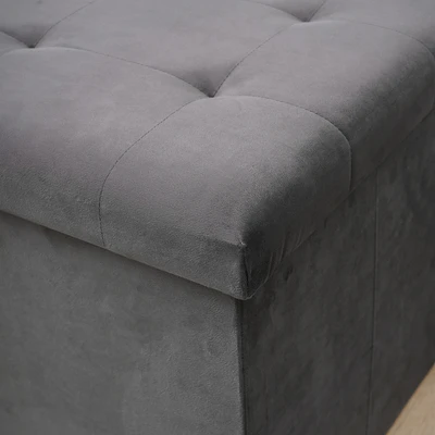Gambar Stora Bangku Ottoman Lipat Fabric Velvet 38x76 cm - Abu-Abu