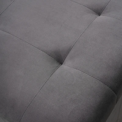 Gambar Stora Bangku Ottoman Lipat Fabric Velvet 38x76 cm - Abu-Abu