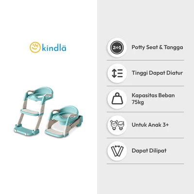 Gambar Kindla Alas Duduk Kloset Anak Ladder 2 In 1 - Biru Tiffany