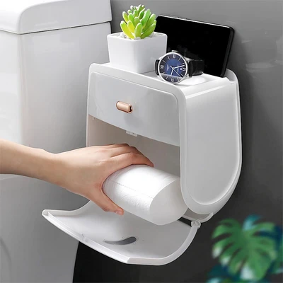 Gambar Stora Dispenser Tisu Gulung Dengan Penyimpanan - Putih