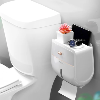 Gambar Stora Dispenser Tisu Gulung Dengan Penyimpanan - Putih