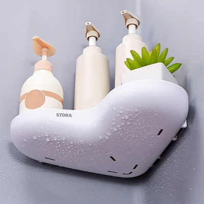 Gambar Stora Rak Sudut Kamar Mandi Plastik - Putih