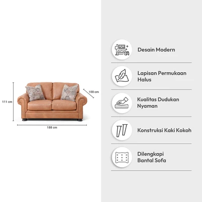 Gambar Ashley Carianna Sofa 2 Seater - Cokelat