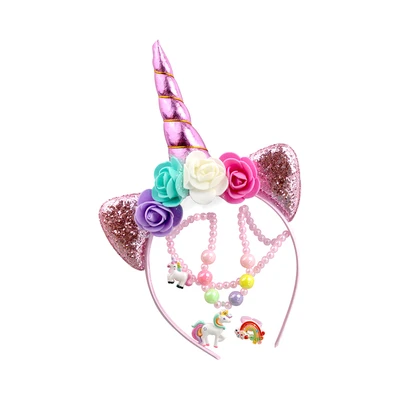 Gambar Pretty Missy Set Bando & Aksesoris Anak Unicorn - Pink