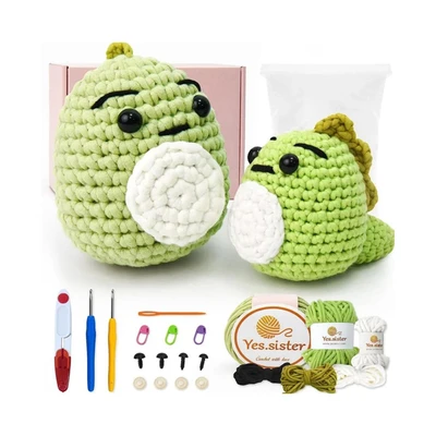 Gambar Pretty Missy Set Craft Dinosaur Crochet Kit Small - Hijau/putih