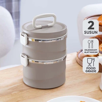 Gambar Appetite Saem Kotak Makan Stainless Steel 2 Susun 1.9 Liter V2 - Cokelat