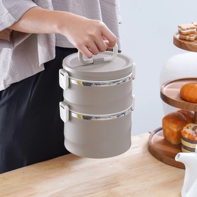 Gambar Appetite Saem Kotak Makan Stainless Steel 2 Susun 1.9 Liter V2 - Cokelat