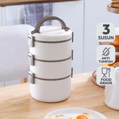 Gambar Appetite Soyun Kotak Makan Plastik 3 Susun 2.5 Liter - Putih