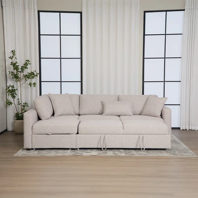 Gambar Informa Helix Sofa Bed Sudut Fabric Kiri - Cokelat Muda