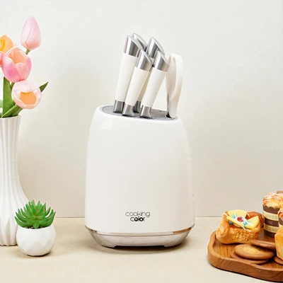 Gambar Cooking Color Taylor Pisau Dapur Dan Gunting Set 7 pcs - Putih