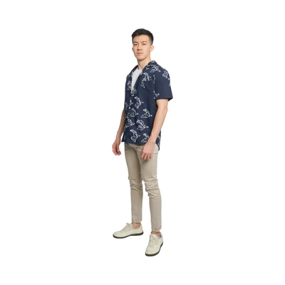 Gambar Pendopo Ukuran L Dhanva Kemeja Batik Pria - Biru Navy