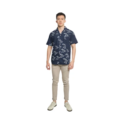 Gambar Pendopo Ukuran XL Dhanva Kemeja Batik Pria - Biru Navy