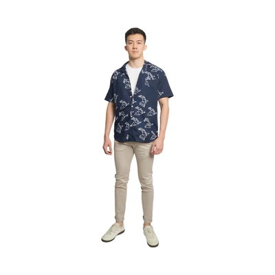 Gambar Pendopo Ukuran XL Dhanva Kemeja Batik Pria - Biru Navy