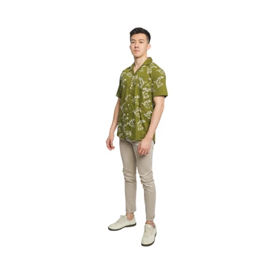 Gambar Pendopo Ukuran XL Dhanva Kemeja Batik Pria - Hijau Olive