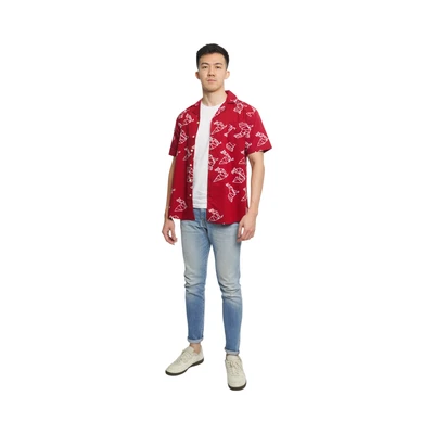 Gambar Pendopo Ukuran L Dhanva Kemeja Batik Pria - Merah Maroon