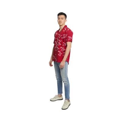Gambar Pendopo Ukuran XL Dhanva Kemeja Batik Pria - Merah Maroon