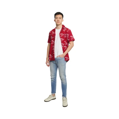 Gambar Pendopo Ukuran XL Dhanva Kemeja Batik Pria - Merah Maroon