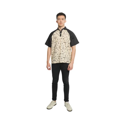 Gambar Pendopo Ukuran XL Isen Kemeja Polo Batik Pria - Krem