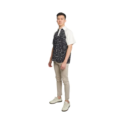 Gambar Pendopo Ukuran M Isen Kemeja Polo Batik Pria - Hitam
