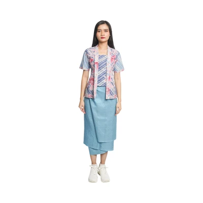 Gambar Pendopo Kebaya Wanita Batik Encim Ukuran M - Biru/Pink