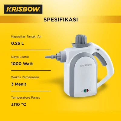 Gambar Krisbow Steam Cleaner 250 ml 1000 Watt FRSC25 - Putih