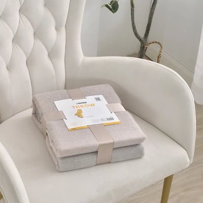 Gambar Informa 125x150 cm Selimut Polyester Throw Knit Aurora Greige - Abu-Abu