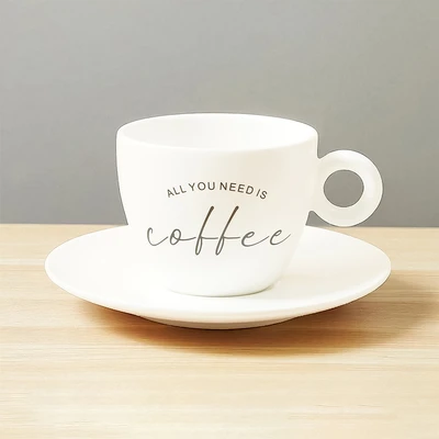 Gambar Appetite Brielle Teko Teh & Cangkir Porcelain Dengan Saucer 700 ml Set 5 Pcs - Putih/Hitam