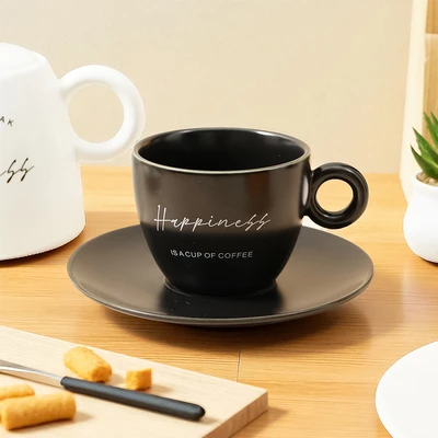 Gambar Appetite Brielle Teko Teh & Cangkir Porcelain Dengan Saucer 700 ml Set 5 Pcs - Putih/Hitam
