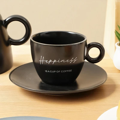 Gambar Appetite Brielle Teko Teh & Cangkir Porcelain Dengan Saucer 700 ml Set 5 Pcs - Hitam/Putih